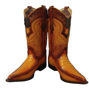 MEN'S LOS ALTOS 3X TOE BOOT. CAIMAN WITH DEER PRINT SIZE 8EE. 19528201.